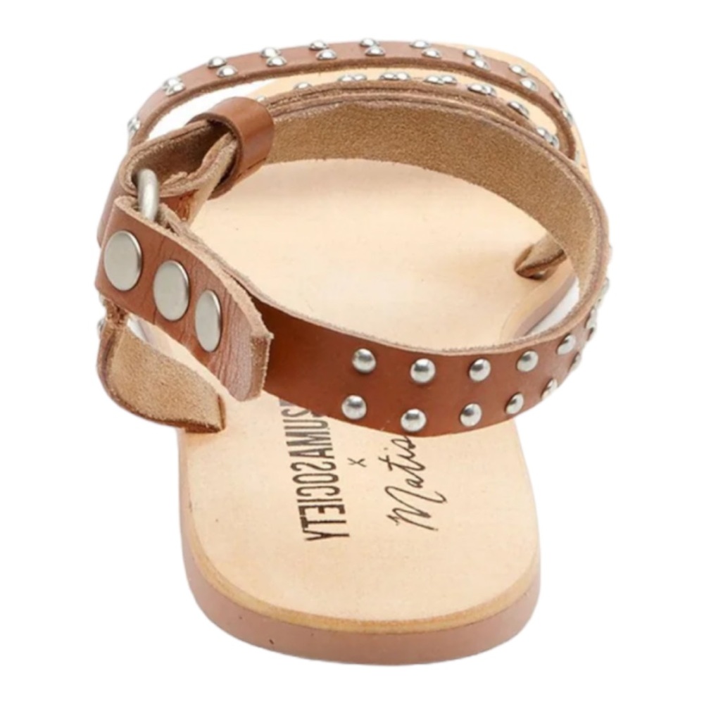 AMUSE SOCIETY X MATISSE ROCK MUSE TAN LEATHER STUDDED FLAT SANDALS **NWOT** - Picture 13 of 14